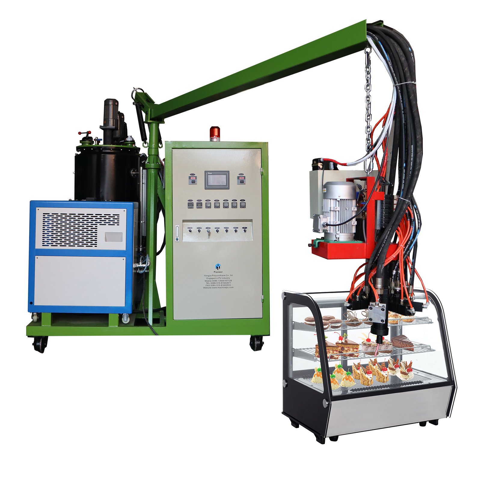 low pressure pu machine for display fridge